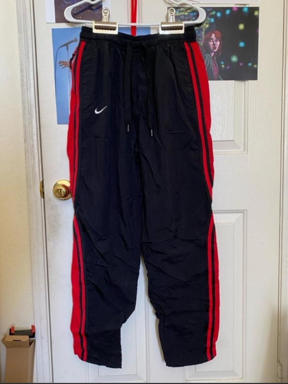 Red and Black Nike Chicago Bulls Track Pants